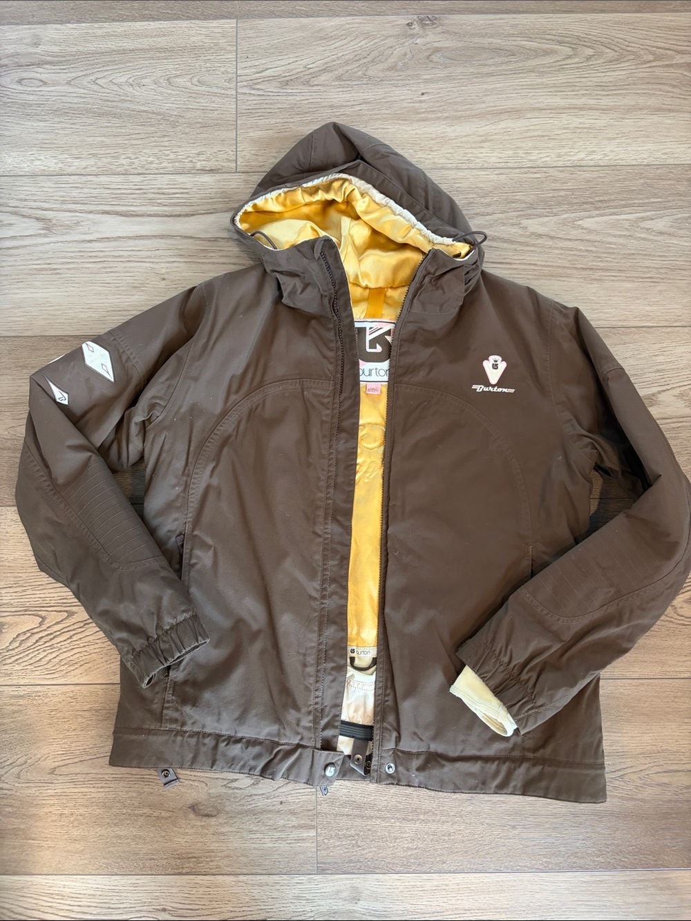 Burton Women’sBrown Ski Jacket with Yellow Lining- Large